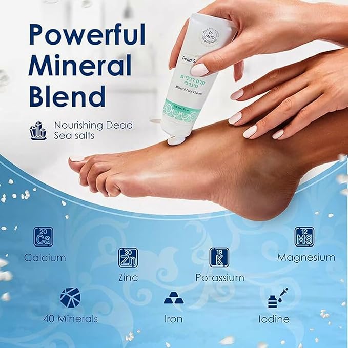 Dr. Mud Dead Sea Mineral Foot Cream For Dry Cracked Feet with Avocado and Olive Fruit Extract, Jojoba Seed Oil and Dead Sea Salt & Minerals