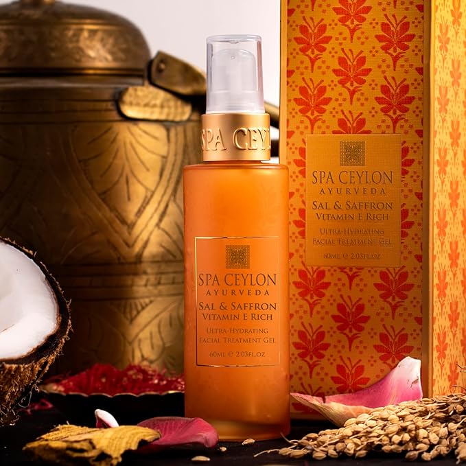 SPA CEYLON Sal and Saffron Vitamin E Enriched Ultra Hydrating Facial Treatment Gel | Hydrating Skincare | Brighter Natural Glow | Skin Repair