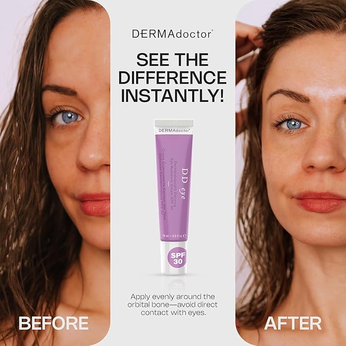 DERMAdoctor Caffeine Eye Cream for Dark Circles, Anti Aging Illuminator, Hydrating Under Eye Cream with SPF 30 for Puffiness, Wrinkles, and Bags Under Eyes, Dermatologist Formulated - 0.5 oz