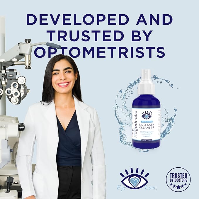 Lid and Lash Cleanser – 4oz Glass Bottle – Pure Hypochlorous Acid Spray for Soothing Dry Eye Irritation – Daily Eyelid & Lash Cleanser