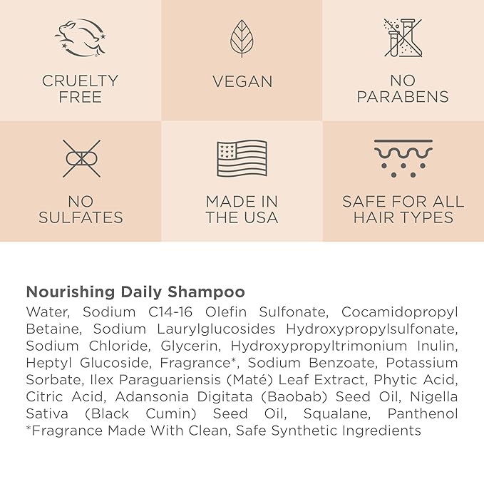 Cote Beauty’s Nourishing Daily Shampoo for Dry Hair, Deep Cleansing & Hydrating Formula, Prevents Breakage, Cruelty-Free Hair Shampoo for Women, Enriched with Yerba Maté & Baobab Extract, 10 FL Oz