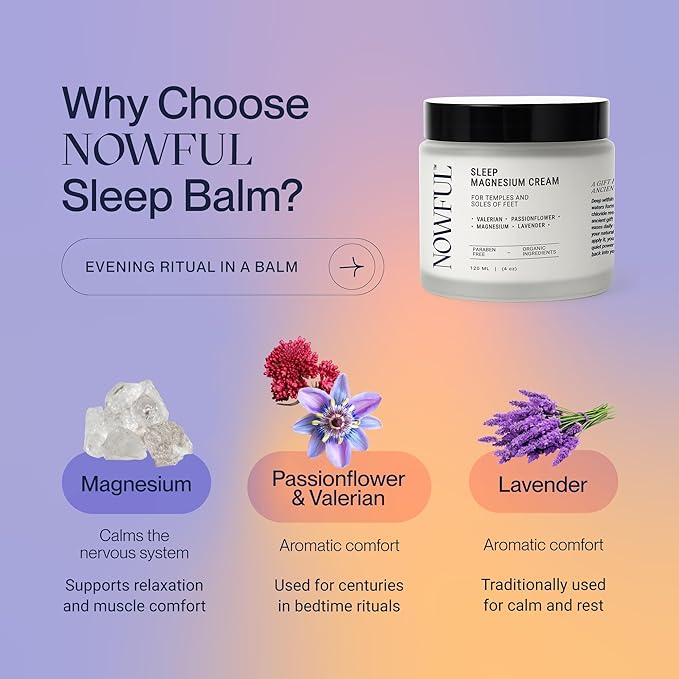 Sleep Aid Magnesium Cream - Valerian Root & Passionflower for Calm - Natural Night Balm for Anxiety & Restful Sleep - With Lavender Oil for Calm Before Bed and Evening Relaxation
