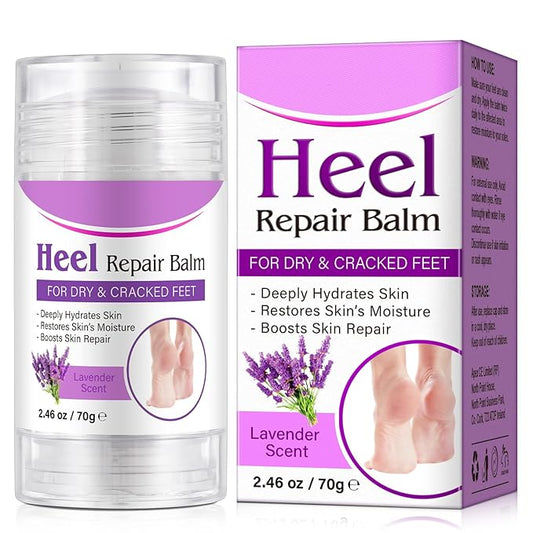 Cracked Heel Treatment Balm Stick, Dry & Cracked Foot Repair for Instant & Deep Moisturizing & Hydrating, with Aloe, Coconut Oil, Hyaluronic Aicd, Olive Oil, Lavender Scent, 2.46 oz/70 g