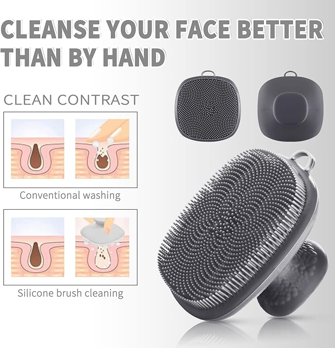 Face Scrubber Face Scrubber for Men Facial Cleansing Brush Silicone Face Wash Brush Manual Waterproof Cleansing Skin Care Face Brushes for and Exfoliating (Gray)