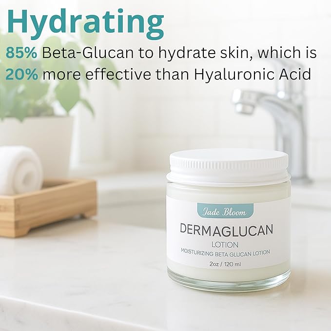 Jade Bloom Dermaglucan Beta Glucan Cream Lotion Moisturizer Skincare | Daily Hydrating Face & Body Hydration, (2oz)