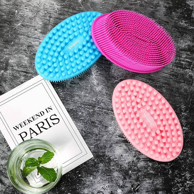 TDHDIKE Silicone Body Scrubber Loofah - Set of 3 Soft Exfoliating Body Bath Shower Scrubber Loofsh Brush for Sensitive Kids Women Men All Kinds of Skin