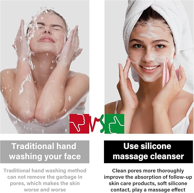 3 Pack Face Scrubber,Silicone Facial Cleansing Brush for Men & Women,Reusable Gentle Facial Waterproof Cleansing Skin Brush Exfoliating Scrubber for Sensitive Skin (Black+Pink+Gray)