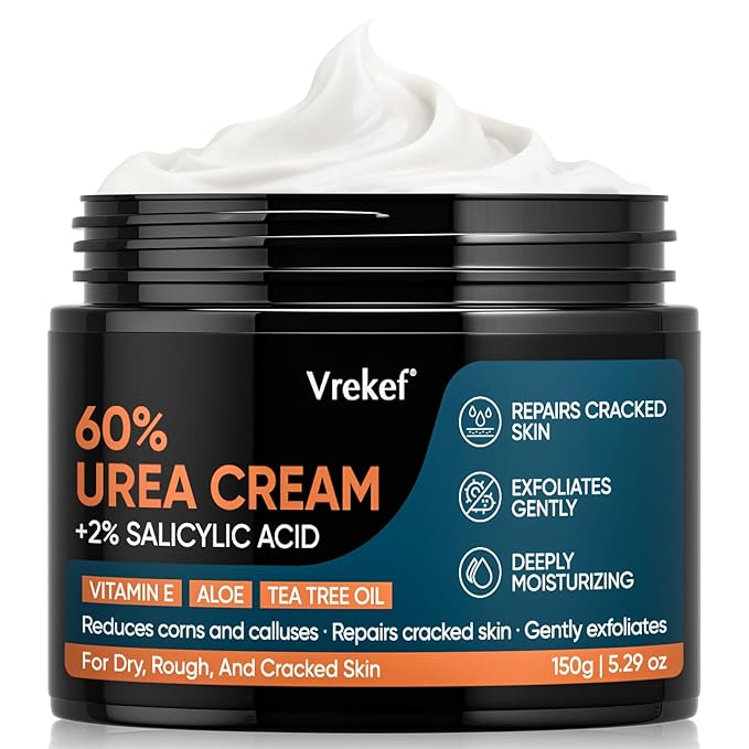 Urea Cream 60% Plus Salicylic Acid 2%, Urea Cream 60 Percent for Feet Maximum Strength, Foot Cream for Dry Heels Cracked