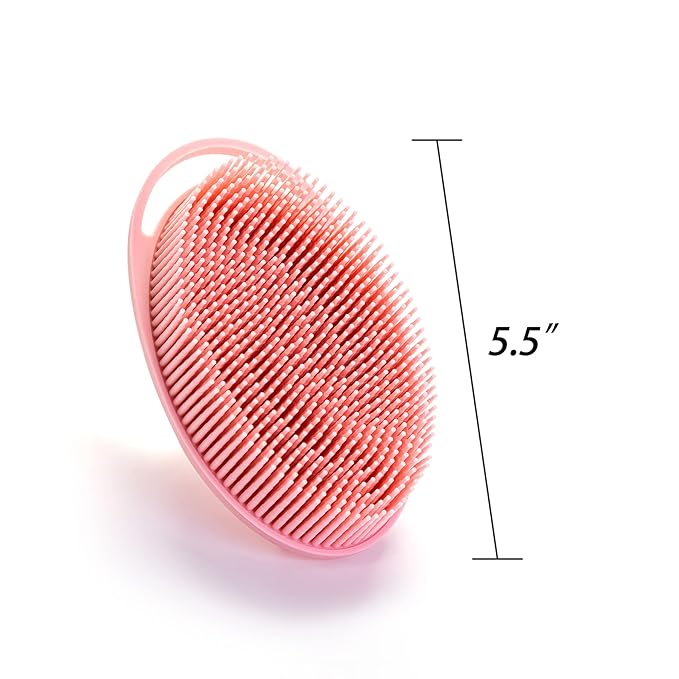 Premium Sensory Brush for Kids or Autism,Soft Silicone Body Scrubber,2 in 1 Sensory Room Occupational Therapy Brushes,Silicone Loofah,Pets Shower Brush Bath Brush Shampoo Brush(hangable-Spikes-Pink)