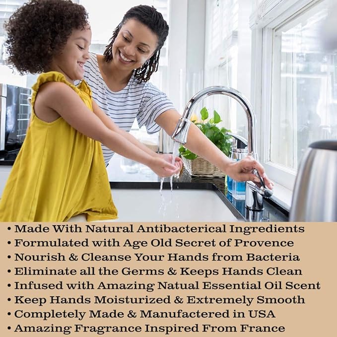 Olivia Care Antibacterial Hand Soap - Infused with Sage & Tea Tree Oil & Lemon Verbena Fragrance, Cleansing, Germ-Fighting, Moisturizing Hand Wash for Kitchen & Bathroom -18.5 fl oz