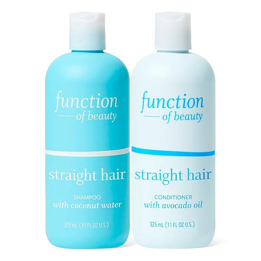 Function of Beauty Straight Hair Shampoo & Conditioner Set - Sulfate-Free Shampoo & Conditioner Duo for Natural Volume & Shine - Anti-Frizz, Lightweight & Hydrating - Oily Hair Care Products