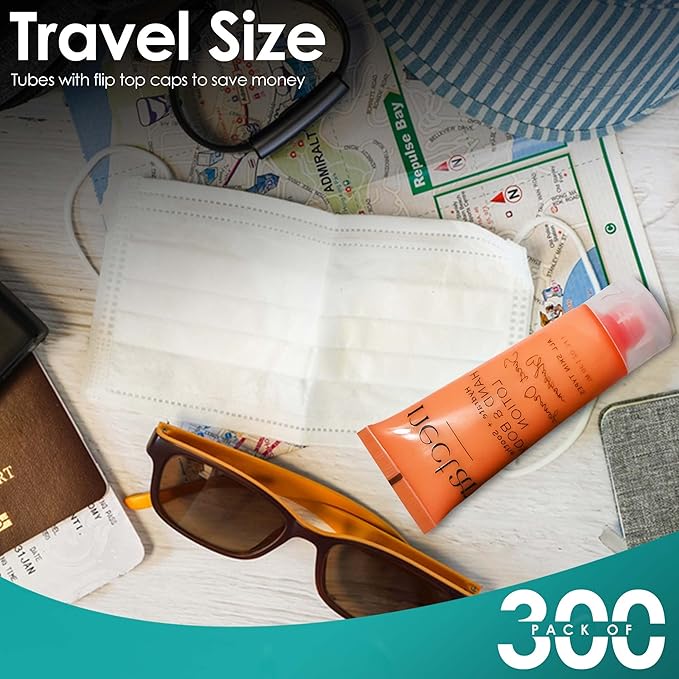 World Amenities Nectar Hand & Body Lotion | Sweet Orange Blossom, Mini Travel Size Toiletries (100% Recyclable Tube with Flip Top Cap) Hotel Amenities, Airbnb Rentals, Suitable for All Skin Types