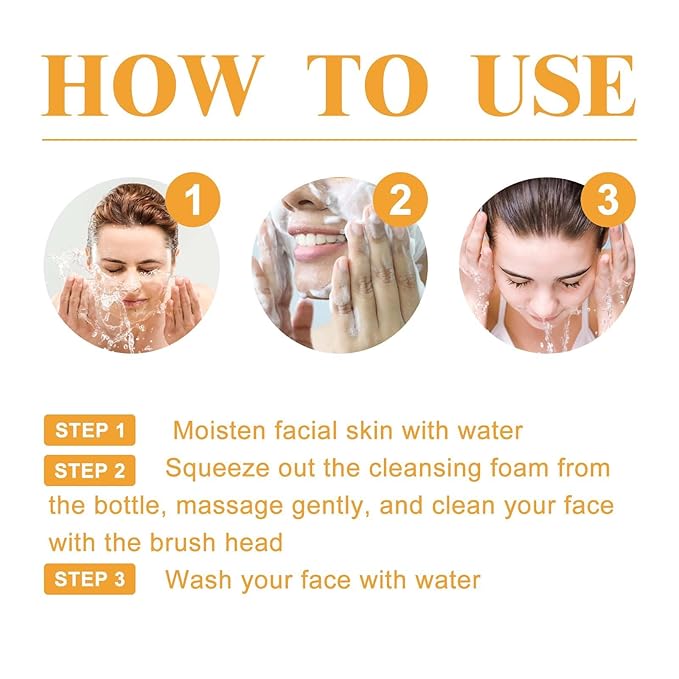 Turmeric Glow Wash Face Wash With Brush, Deep Cleansing Scrub Exfoliating Turmeric Foaming Facial Cleanser For All Skin. (100ml)