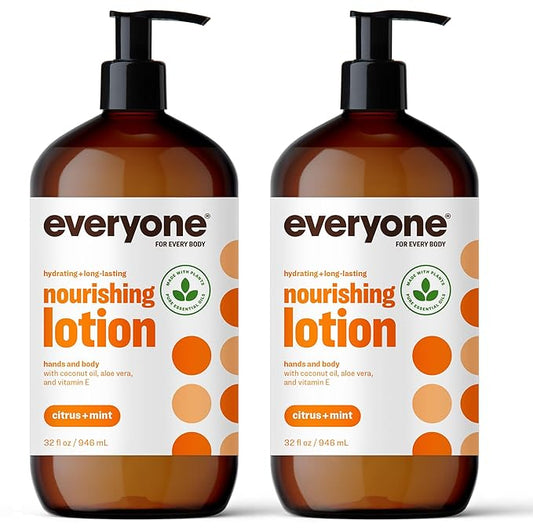 Everyone 2-in-1 Lotion for Hands/Body, 32 ounce (Pack of 2) Citrus and Mint made with Essential Oils for Men and Women