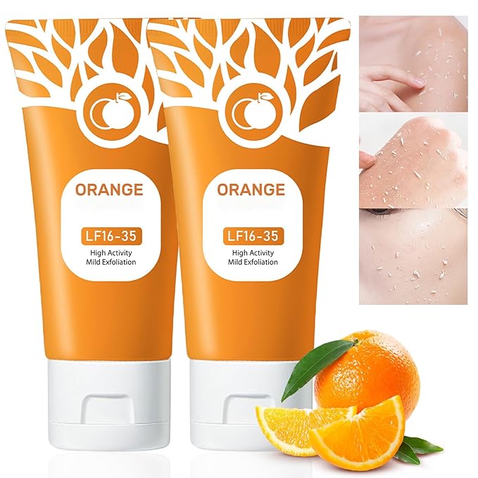 Orange Exfoliating Gel for Face and Body,Deep Pore Orange Peeling Scrub, Cleaning Pores, Remove Blackheads Moisturize Cleansing, Facial Exfoliating Gel for All Types Skin