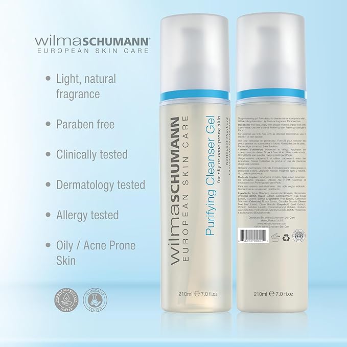WILMA SCHUMANN Purifying Face Cleanser Gel, Daily Face Wash, Facial Cleanser for Acne, 7 oz
