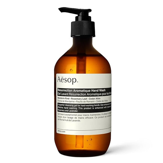 Aesop Resurrection Aromatique Hand Wash | Citrus, Woody, Herbaceous | Gentle Cleanser For Hydrated Skin | 500mL / 16.9 oz