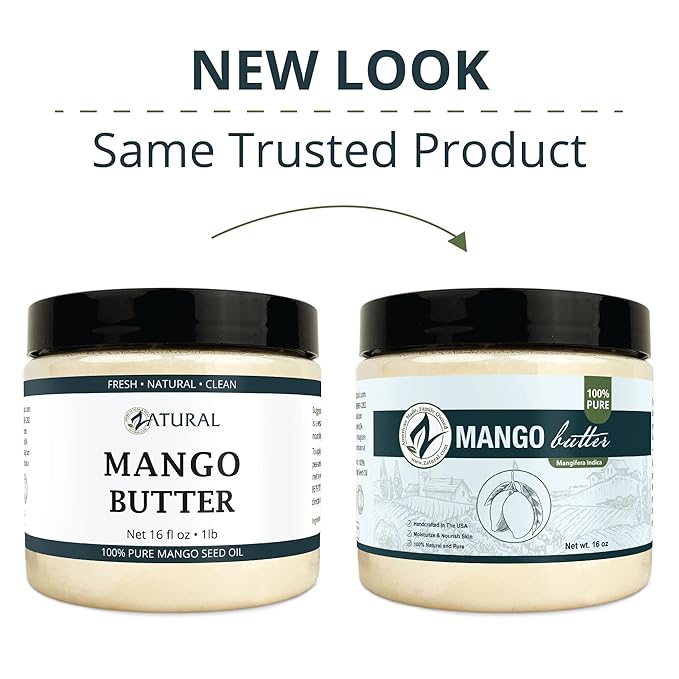 Zatural 100% Pure Mango Butter | Cold Pressed Raw Creamy Body Butter for Skin Hydration, Conditioning & Softening (16oz)