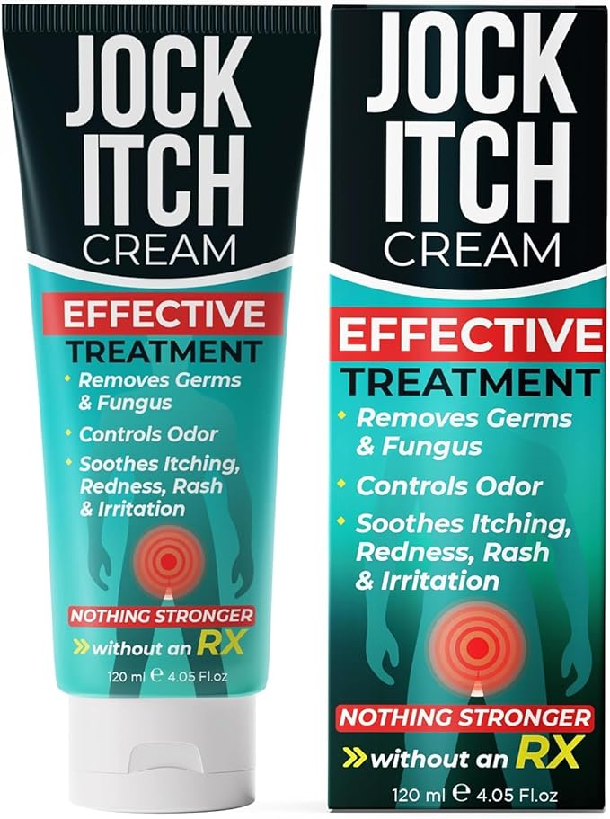 Jock Itch Cream | Extra Strength Antifungal Treatment for Groin & Inner Thighs | Relief for Itchy Skin, Jock Itch, Ringworm, Athlete’s Foot & Nail Fungus | Controls Odor & Removes Fungus | 120ml