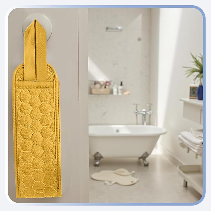Back Scrubber for Shower with Handles, 40 Inch Extra Long Double-Sided Exfoliating Bath Strap, Textured Body Washer with Extended Reach for Deep Cleaning (Yellow)