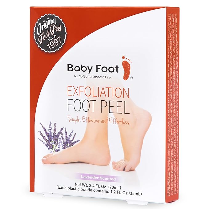 Baby Foot Original Exfoliation Foot Peel - For Rough Cracked, Dry Feet, Dead Skin Removal - Foot Peeling Mask for Baby Soft Feet - Spa Experience at Home & Gift Ideas - Lavender Scented