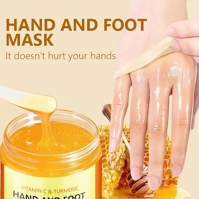 Vitamin C & Turmeric Hand and Foot Peel Mask - Moisturizing Hydrating Exfoliating Hand Film Hands Wax Peeling Masks Milk Honey for Dry Rough Cracked Skin Care for Women and Men, 50g / 1.76Oz