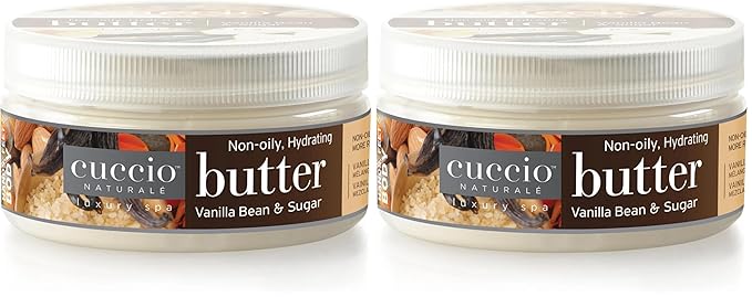 Cuccio Naturalé Butter Blend Vanilla Bean & Sugar, Non-Greasy Lotion for Hand, Body & Feet, Comforting/De-stressing with Natural Ingredients & Plant Based Preservatives, White, 8 Fl Oz (Pack of 2)