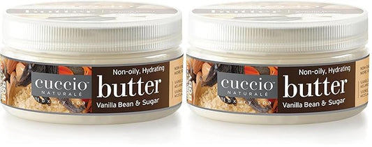 Cuccio Naturalé Butter Blend Vanilla Bean & Sugar, Non-Greasy Lotion for Hand, Body & Feet, Comforting/De-stressing with Natural Ingredients & Plant Based Preservatives, White, 8 Fl Oz (Pack of 2)