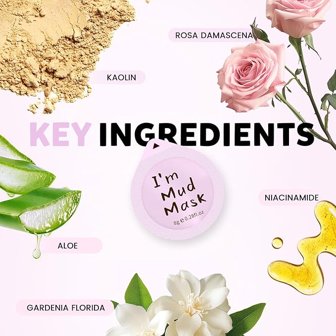 Clay Facial Mask Set 9 Pack - Turmeric Clay Mask - Rose - Dead Sea Minerals Mud Mask, Skincare Gift Set - Brightening, Moisturize & Deep cleansing for Dry, Sensitive Skin, Travel-Friendly & Portable