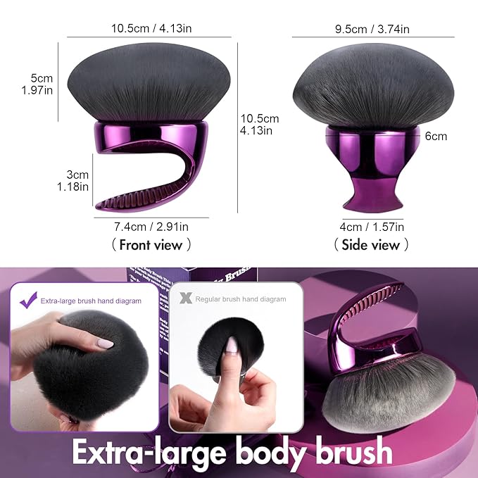 BS-MALL Extra-Large Multi-Purpose Body Brush – Luxury Travel-Friendly Self Tanning & Loose Powder Makeup Brush with Super Soft Bristles for Daily Use & Even Application