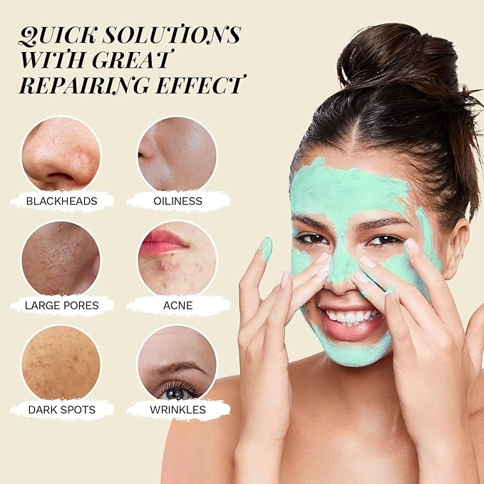 ANAI RUI 3 Pcs Pore Cleansing Face Mask Set,Green Tomato Clay Mask - Turmeric Vitamin C Facial Mask Red Bean Refreshing Pore Mask, Self Care Gifts Christmas Gifts for Women/Teens girls 2.5 oz each