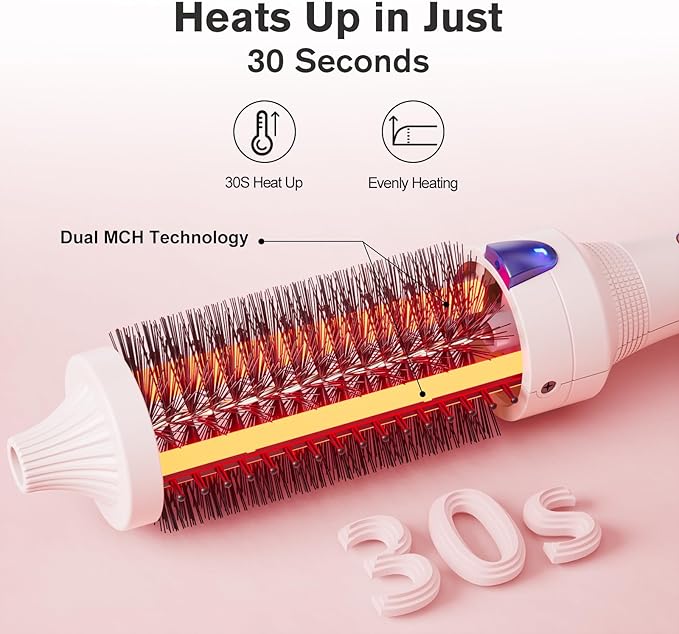K&K 1.5 Inch Ceramic Tourmaline Ionic Curling Brush Volumizer - Hot Brush Creates Root Volume & Loose Curls, Volume Curls, Hair Styling Tool
