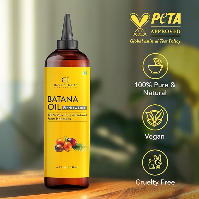 Botanic Hearth Batana Oil for Hair & Scalp – 100% Raw, Pure & Natural from Honduras, Nourishing Hair Growth & Scalp Care Oil – 6.7 fl oz / 198 ml