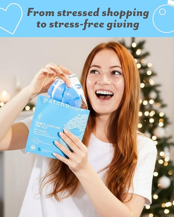 Patchology Iced Cooling Hydrogrel Face Mask Sheet with Peptides, Cloudberry Oil & Bakuchiol, Facial Sheet Mask for Soothing, Puffiness & Firming Skin - Christmas Gifts & Stocking Stuffers (1 Count)