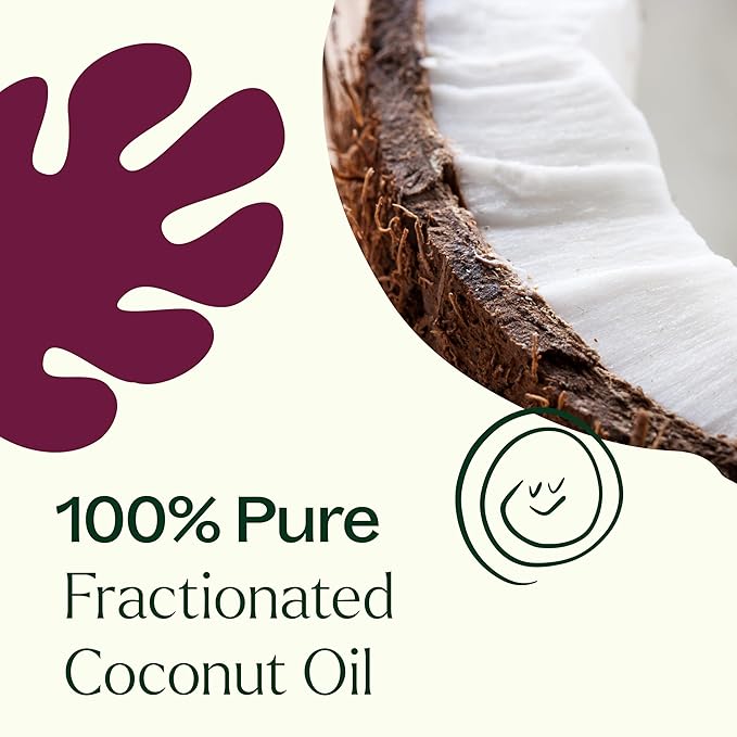 Plant Therapy Organic Fractionated Coconut Oil for Skin, Hair, Body 100% Pure, USDA Certified Organic, Natural Moisturizer, Massage & Aromatherapy Liquid Carrier Oil 4 oz