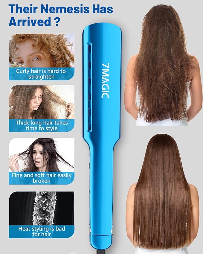 Nano Titanium 1.7" Wide Flat Iron for All Hair - Straightener with 5 Temps and Dual Voltage
