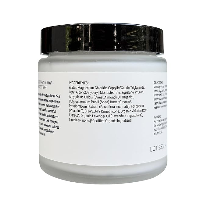 Sleep Aid Magnesium Cream - Valerian Root & Passionflower for Calm - Natural Night Balm for Anxiety & Restful Sleep - With Lavender Oil for Calm Before Bed and Evening Relaxation