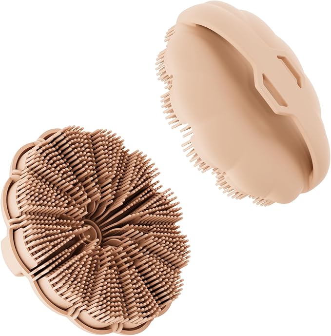 Silicone Body Scrubber Shower Brush, Exfoliating Body Wash Scrubbers for All Skin Types, Ergonomic No-Slip Handle, Body Brush for Showering