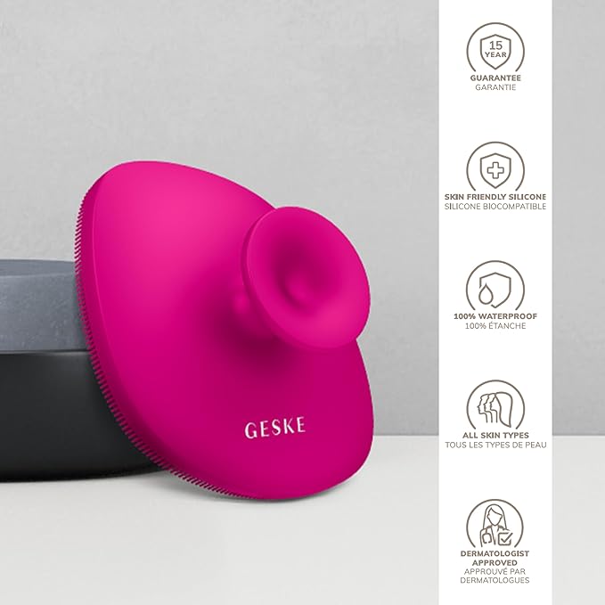 GESKE Body Brush | 4 in 1 | Cleansing Brush for The Entire Body | Professional Deep Cleaning | Soft Silicone Bristles | Ergonomic Two-Finger Design | Cleanses & Massages