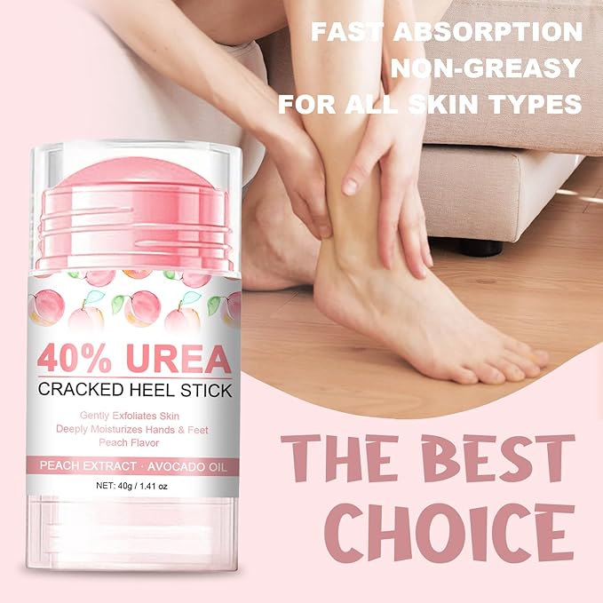 Urea Stick 40 Percent for Feet – Maximum Strength Heel Balm with 2% Salicylic Acid, Cracked Heel Treatment & Callus Remover, Hand & Foot Cream Enriched with Peach Extract & Avocado Oil – 1.41 oz