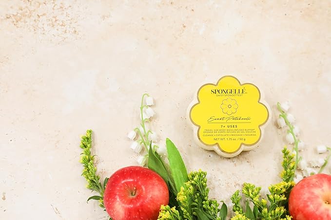 Spongelle Sweet Patchouli Spongette Loofah Body Scrubber | Bath & Shower Loofah for Women | Body Scrubber Exfoliator with Body Wash Infused Sponge | 5+ uses | Warm Patchouli, Amber & Vanilla