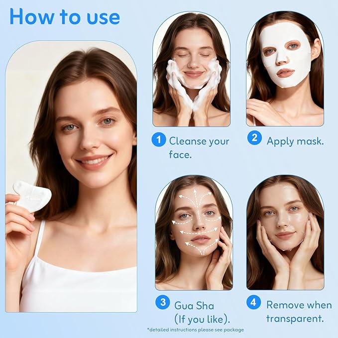 Dewdrop Micro-collagen Hydrating Face Mask by TEQUElA - Two-Piece Transparent Sheet Mask Turns Clear in 30-60 Minutes with 5D Hyaluronic & Tremella Essence for Deep Hydration & Glow