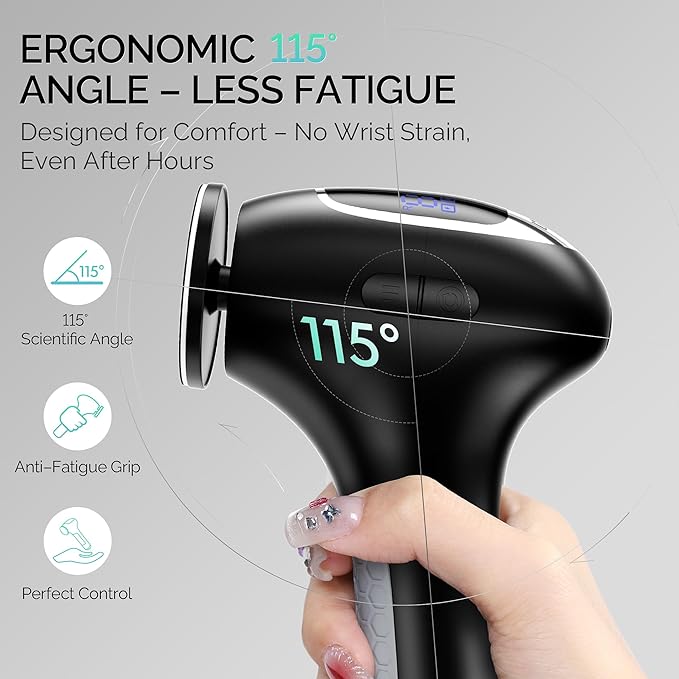 L'UGX Electric Callus Remover for Feet –Powerful 8N·cm Torque Professional Pedicure Foot File, 3-Speed Settings, LCD Display, 60pcs Sandpaper Discs, Type-C Rechargeable, Ergonomic Handle