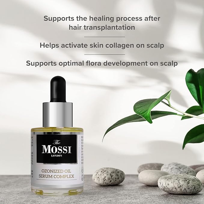 The Mossi London Ozonized Oil Serum Complex Intensive Scalp Repair Oil for Post Hair Transplant | Ozonated Olive Oil 50% 30ML