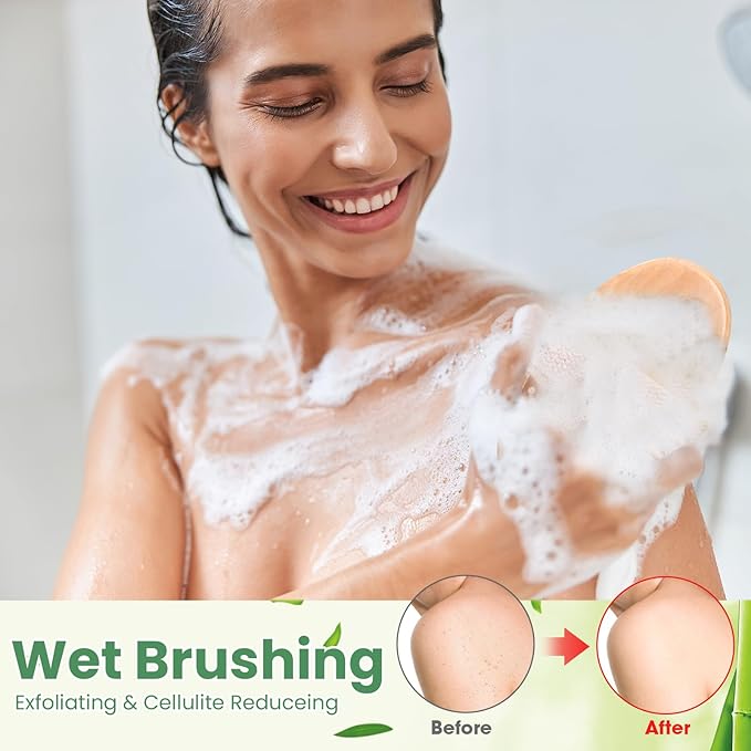 Gejoy 20 Pcs Dry Brushing Body Brush Exfoliating Brush with Massage Nodule Dry Skin Body Scrubber for Shower Bath Back Circulation Improvement Dead Skin Exfoliator (4.92 x 2.56 Inches,Wood Color)