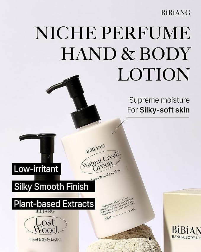 Lost Wood Body Lotion - Korean Body Care for Moisturizing & Nourishment - Hydrating Body Care Formula with Woody Soap Scent, Shea Butter & Jojoba Oil - 10.82 fl.oz