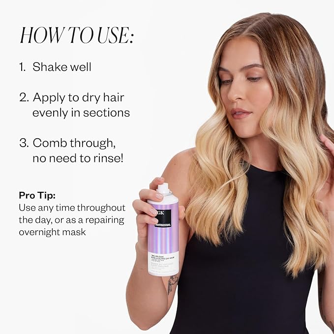 IGK Antisocial Dry Hair Mask – Leave-in Overnight Mask | Hair Bond-Building Treatment for Dry Hair | Overnight Hydration & Shine | Repairs, Softens & Perfect for Extensions | Full + Travel