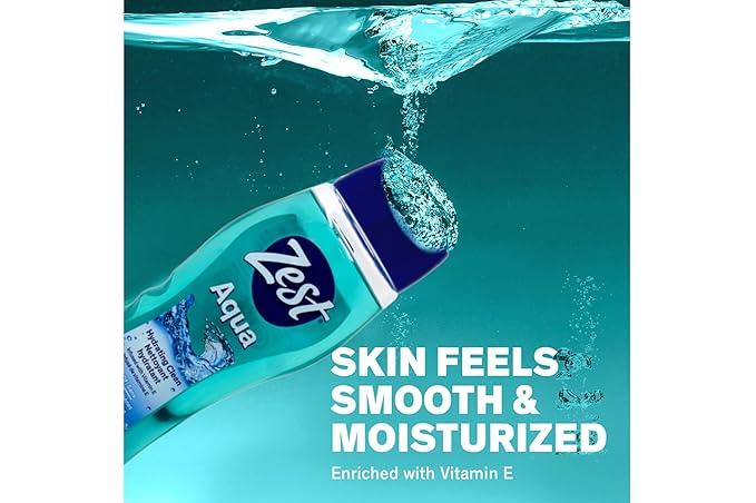 Zest Hydrating Body Wash - Aqua - Moisturizing Body Wash for Men and Women - Bath Soap with Vitamin E - Gentle Paraben Free Formula - 18 oz.