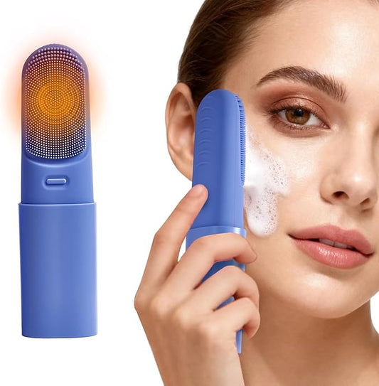 FACE Scrubber with Heated,3 Modes Waterproof Rechargeable Portable Travel Size Makeup Remover Cleansing, Exfoliating and Massaging Facial SCRUBBE for Women & Men(Deep Ocean Key Blue)