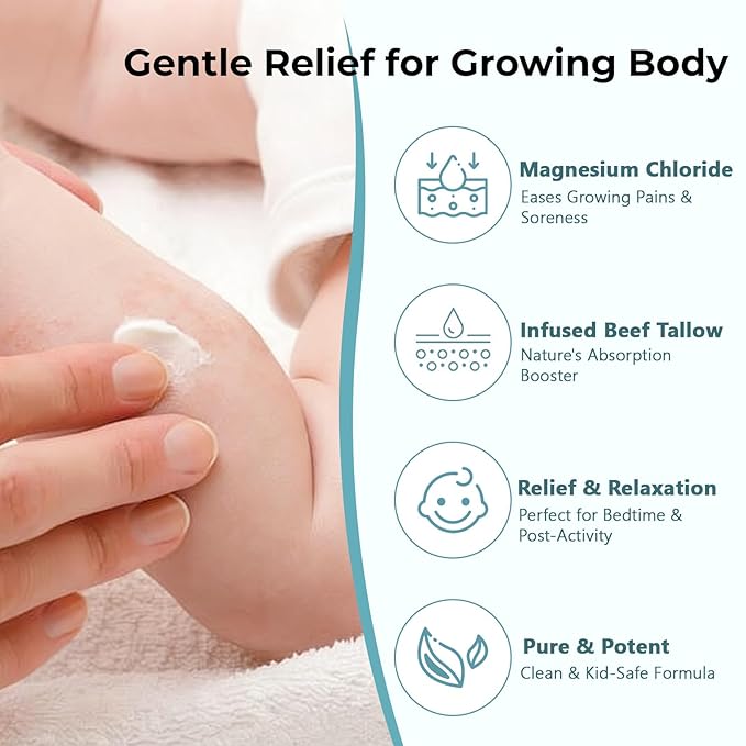 Magnesium Lotion for Kids – Coconut Scented Topical Magnesium Chloride Body Lotion for Improve Sleep & Leg Muscle Relief & Relax Mood, Juniors Bedtime Coconut Sleep Lotion Infused with Tallow